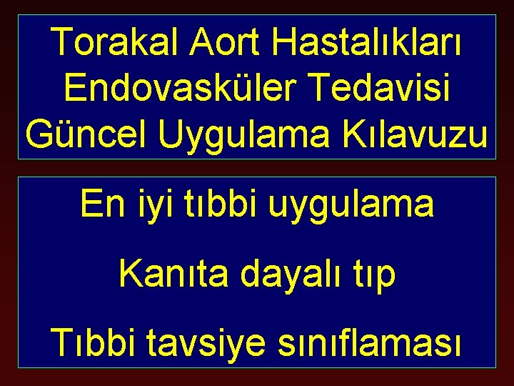 Torakal Aort Hastalıkları Endovasküler Tedavisi Güncel Uygulama Kılavuzu En iyi tıbbi uygulama Kanıta dayalı
