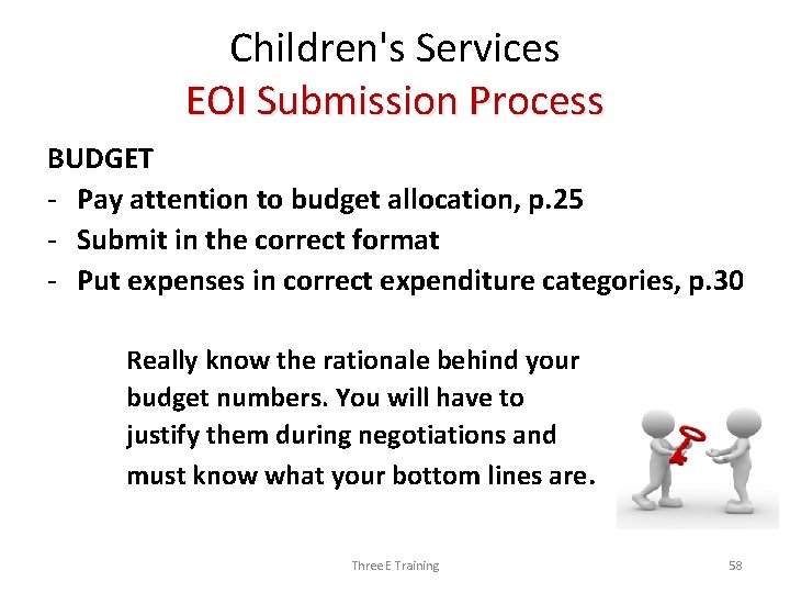 Children's Services EOI Submission Process BUDGET - Pay attention to budget allocation, p. 25