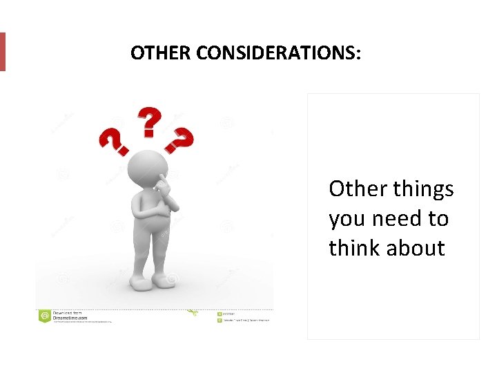 OTHER CONSIDERATIONS: Other things you need to think about 