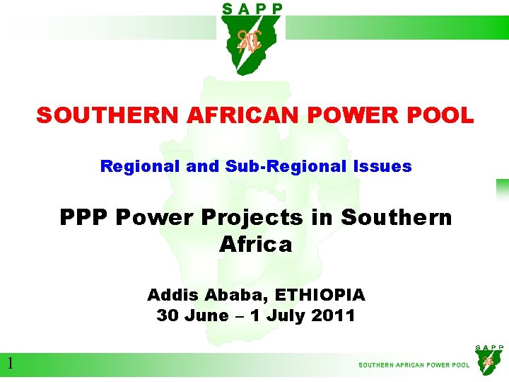 SOUTHERN AFRICAN POWER POOL Regional and Sub-Regional Issues PPP Power Projects in Southern Africa