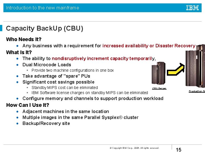 Introduction to the new mainframe Capacity Back. Up (CBU) Who Needs It? • Any