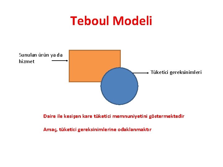 Teboul Modeli Sunulan ürün ya da hizmet Tüketici gereksinimleri Daire ile kesişen kare tüketici