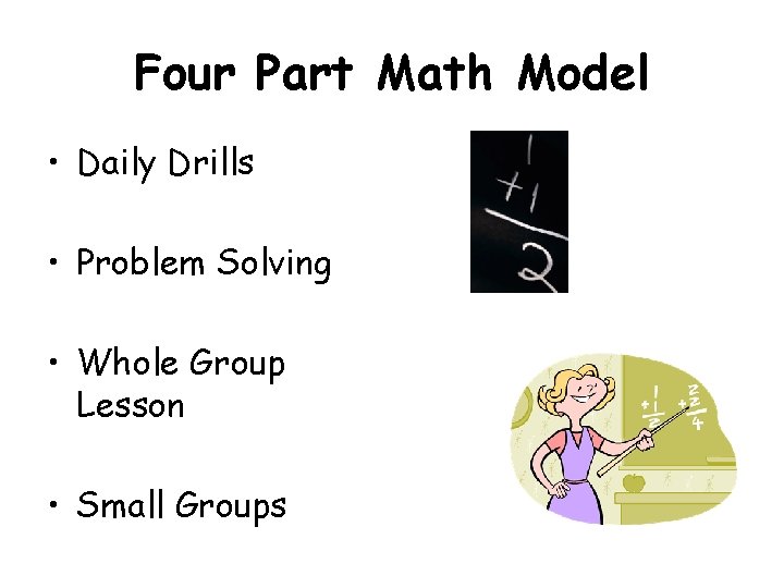 Four Part Math Model • Daily Drills • Problem Solving • Whole Group Lesson