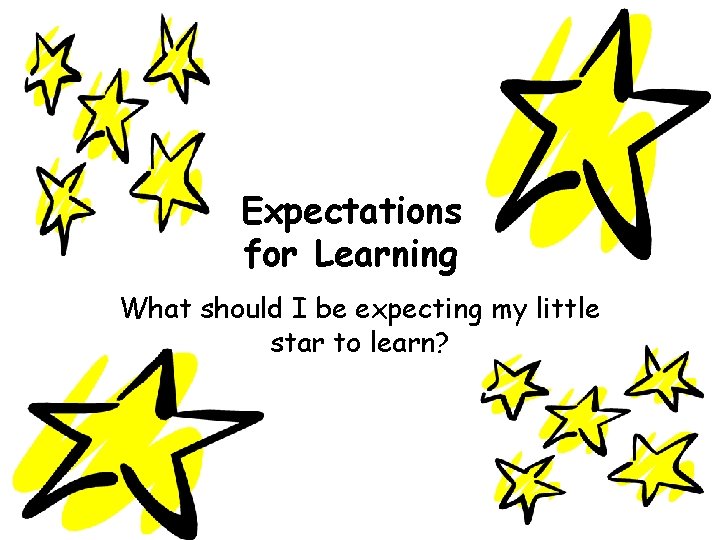 Expectations for Learning What should I be expecting my little star to learn? 