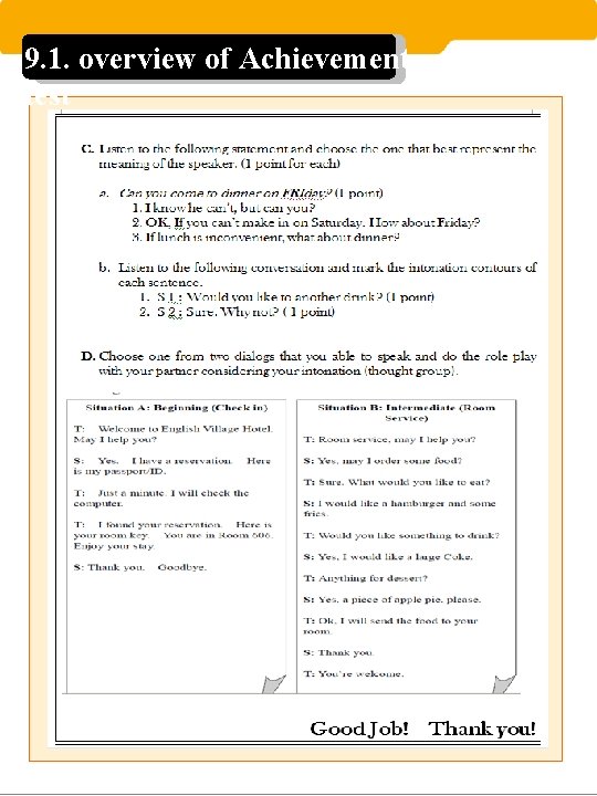 9. 1. overview of Achievement test 