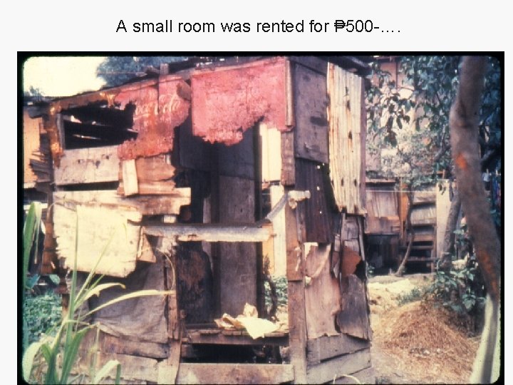 A small room was rented for ₱ 500 -…. 