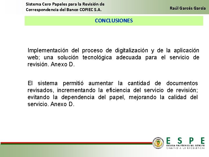 Sistema Cero Papeles para la Revisión de Correspondencia del Banco COFIEC S. A. Raúl