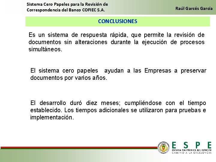 Sistema Cero Papeles para la Revisión de Correspondencia del Banco COFIEC S. A. Raúl