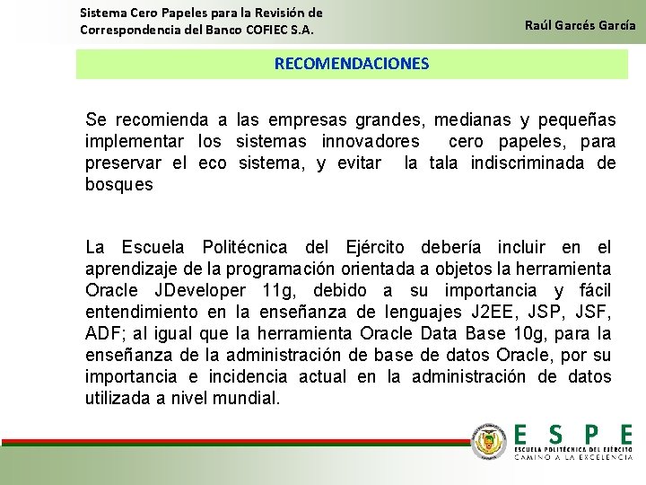 Sistema Cero Papeles para la Revisión de Correspondencia del Banco COFIEC S. A. Raúl