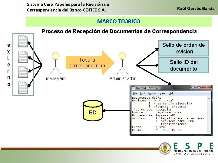 Sistema Cero Papeles para la Revisión de Correspondencia del Banco COFIEC S. A. Raúl