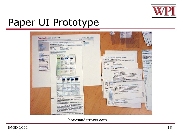 Paper UI Prototype boxesandarrows. com IMGD 1001 13 