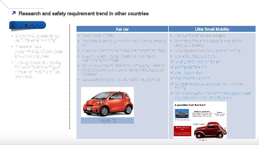 Research and safety requirement trend in other countries Japan • Micro mobility was called