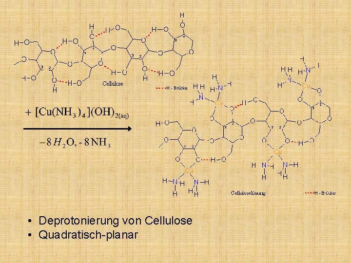  • Deprotonierung von Cellulose • Quadratisch-planar 
