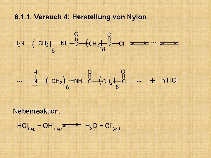 6. 1. 1. Versuch 4: Herstellung von Nylon Nebenreaktion: 