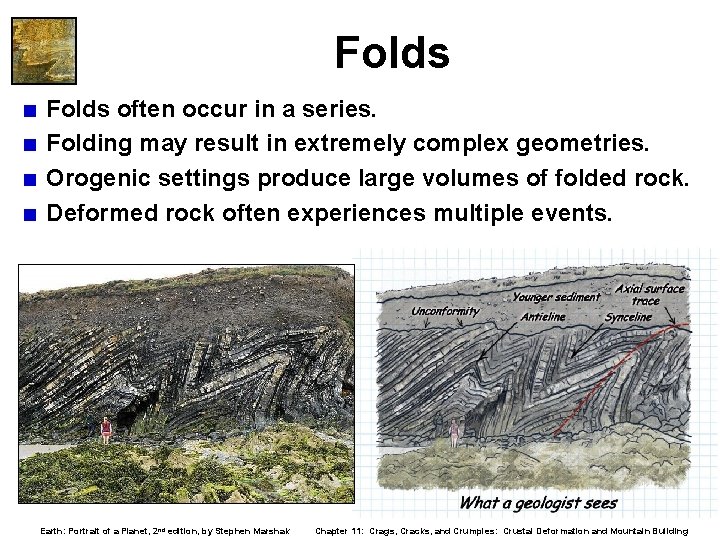 Folds < Folds often occur in a series. < Folding may result in extremely