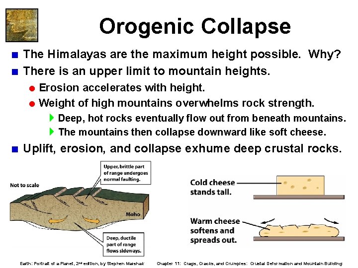 Orogenic Collapse < The Himalayas are the maximum height possible. Why? < There is