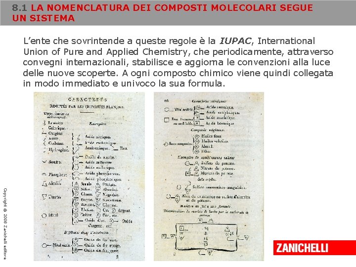 8. 1 LA NOMENCLATURA DEI COMPOSTI MOLECOLARI SEGUE UN SISTEMA L’ente che sovrintende a