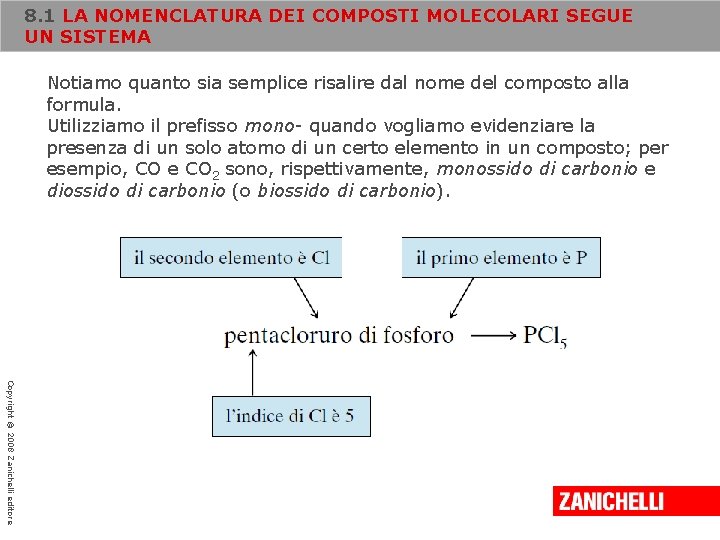 8. 1 LA NOMENCLATURA DEI COMPOSTI MOLECOLARI SEGUE UN SISTEMA Notiamo quanto sia semplice