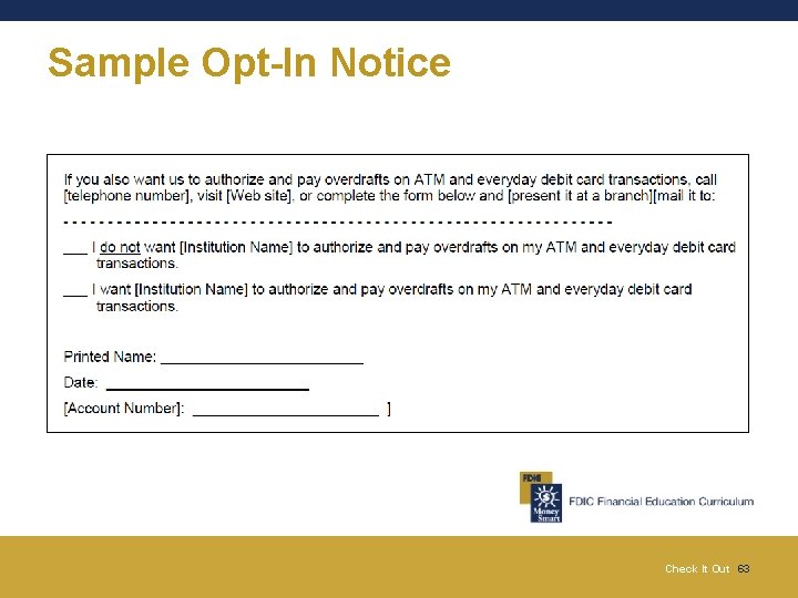 Sample Opt-In Notice Check It Out 63 