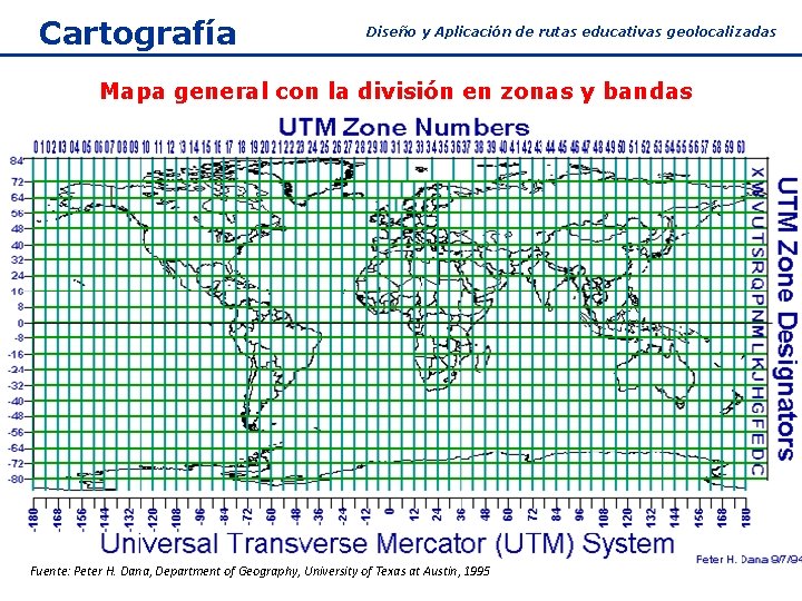 Cartografía Diseño y Aplicación de rutas educativas geolocalizadas Mapa general con la división en