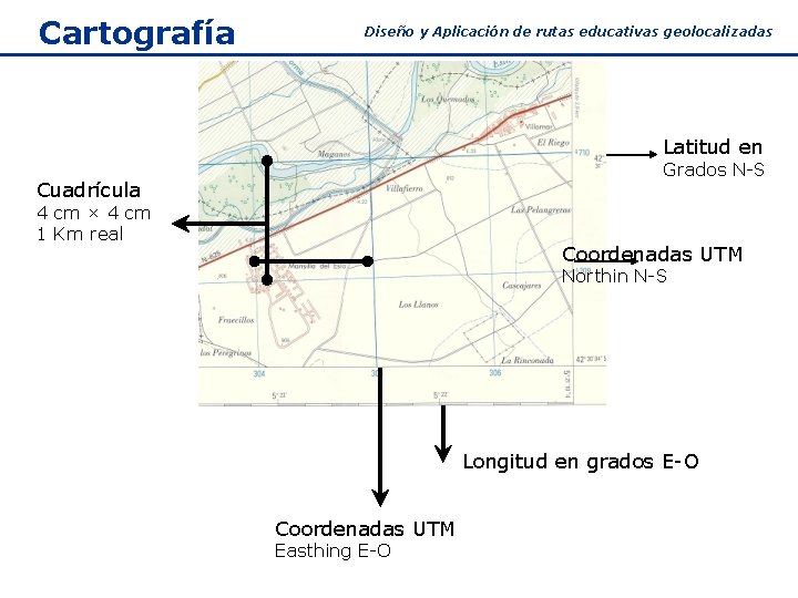 Cartografía Diseño y Aplicación de rutas educativas geolocalizadas Latitud en Grados N-S Cuadrícula 4