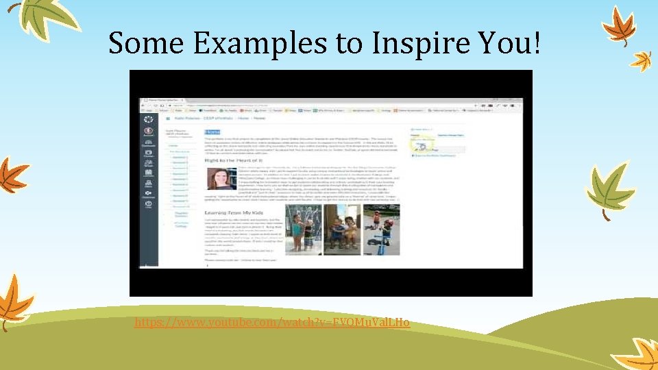 Some Examples to Inspire You! https: //www. youtube. com/watch? v=FVQMu. Val. LHo 