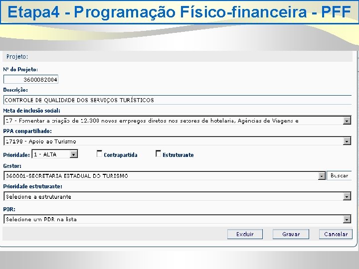 Etapa 4 - Programação Físico-financeira - PFF 