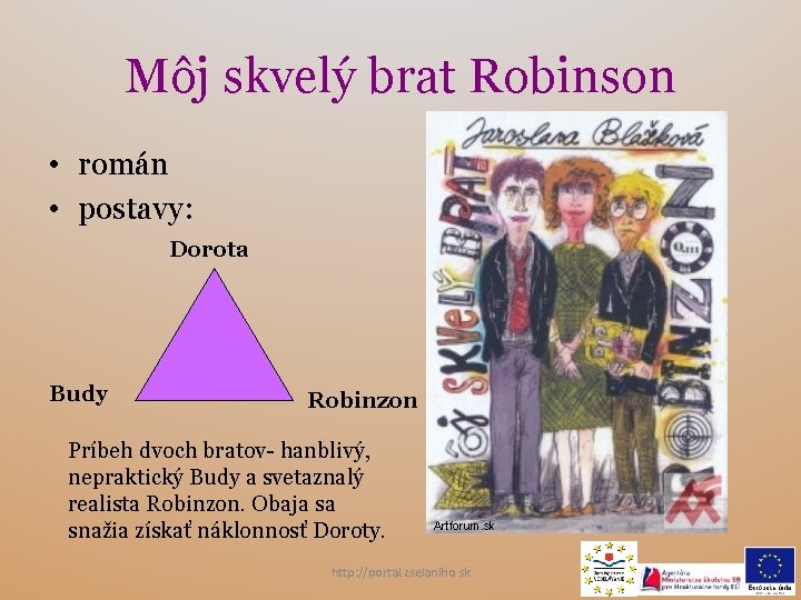 Môj skvelý brat Robinson • román • postavy: Dorota Budy Robinzon Príbeh dvoch bratov-