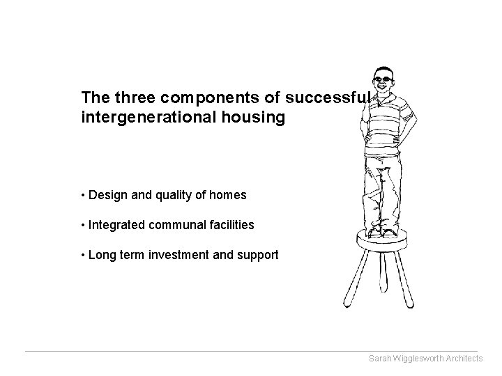 The three components of successful intergenerational housing • Design and quality of homes • The three components of successful intergenerational housing • Design and quality of homes •