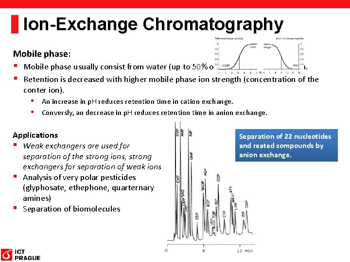 Ion-Exchange Chromatography Mobile phase: § Mobile phase usually consist from water (up to 50% Ion-Exchange Chromatography Mobile phase: § Mobile phase usually consist from water (up to 50%