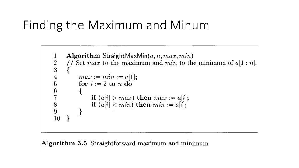 Finding the Maximum and Minum 