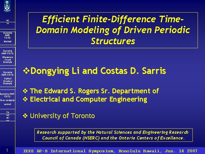 Int ro Dynamic AMRFDTD: Method Efficient Finite-Difference Time. Domain Modeling of Driven Periodic Structures