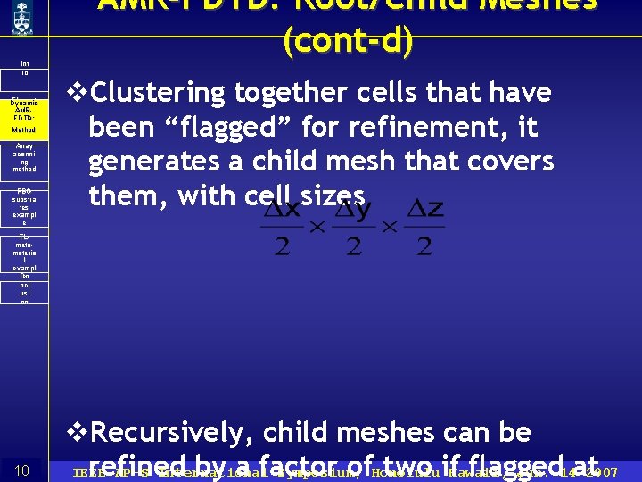 Int ro Floquet Dynamic ’s AMRtheore FDTD: m& Method PBC Array scanni ng method