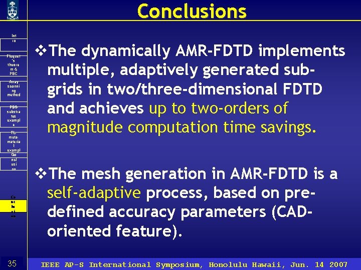 Conclusions Int ro Floquet ’s theore m& PBC Array scanni ng method PBG substra