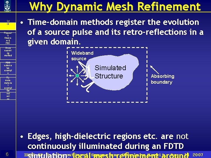 Why Dynamic Mesh Refinement Int ro ro Floquet ’s theore m& PBC Array scanni