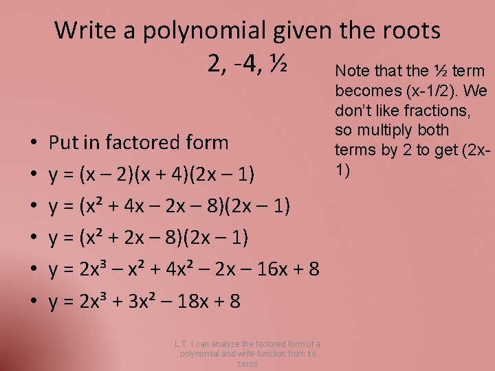 Do Now Given The Polynomial 8 17 X