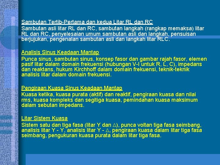  • Sambutan Tertib-Pertama dan kedua Litar RL dan RC Sambutan asli litar RL