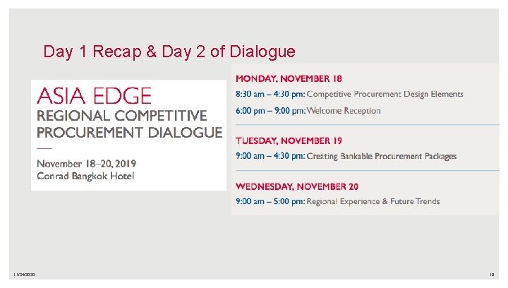 Day 1 Recap & Day 2 of Dialogue 11/24/2020 18 