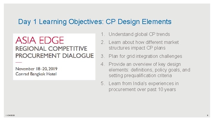 Day 1 Learning Objectives: CP Design Elements 1. Understand global CP trends 2. Learn