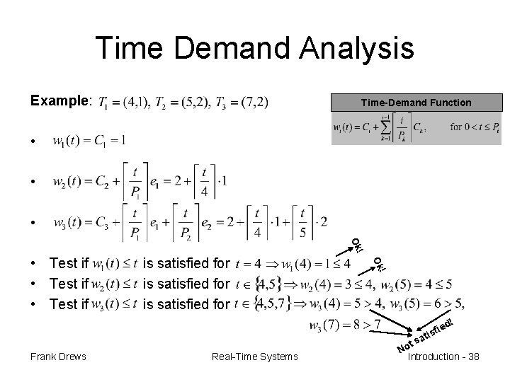 Time Demand Analysis Example: Time-Demand Function • • • ! Ok ! is satisfied