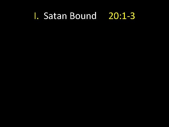 I. Satan Bound 20: 1 -3 