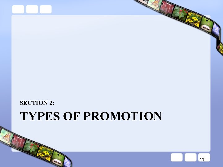 SECTION 2: TYPES OF PROMOTION 13 SECTION 2: TYPES OF PROMOTION 13