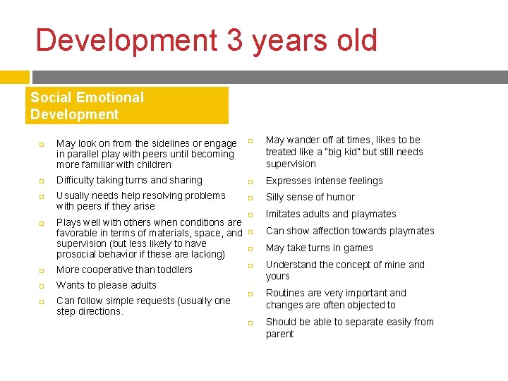 Development 3 years old Social Emotional Development May look on from the sidelines or Development 3 years old Social Emotional Development May look on from the sidelines or