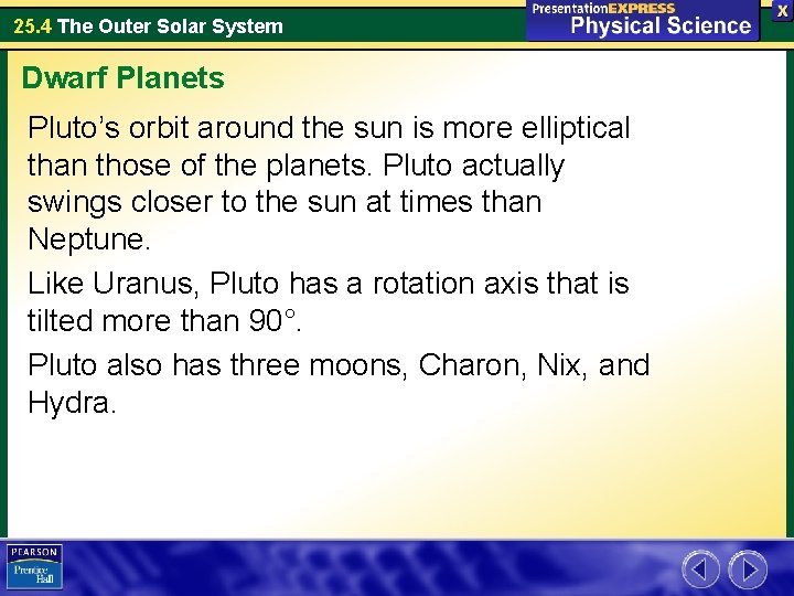 25. 4 The Outer Solar System Dwarf Planets Pluto’s orbit around the sun is 25. 4 The Outer Solar System Dwarf Planets Pluto’s orbit around the sun is