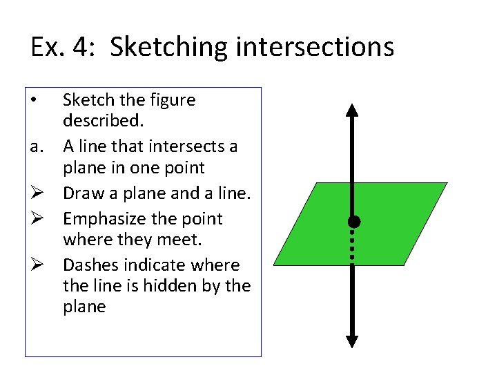 Ex. 4: Sketching intersections • a. Ø Ø Ø Sketch the figure described. A