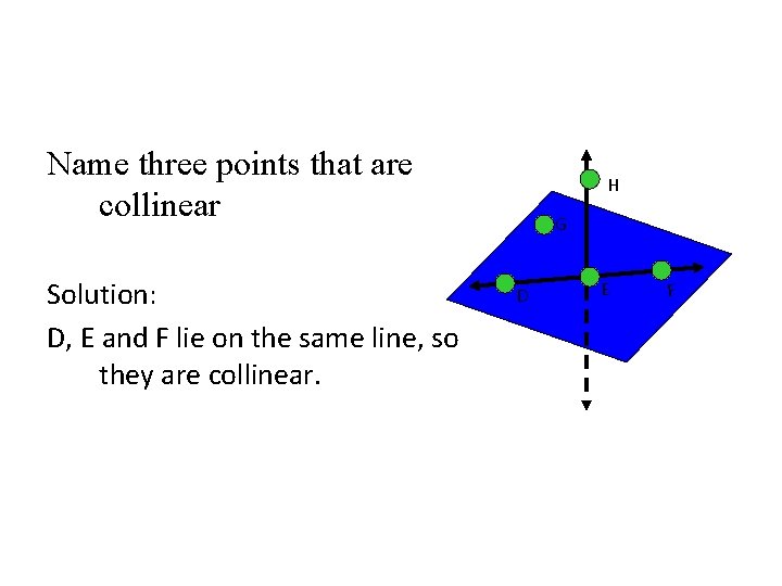 Name three points that are collinear Solution: D, E and F lie on the