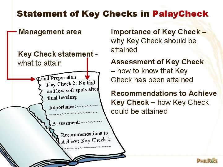 Statement of Key Checks in Palay. Check Management area Key Check statement what to Statement of Key Checks in Palay. Check Management area Key Check statement what to