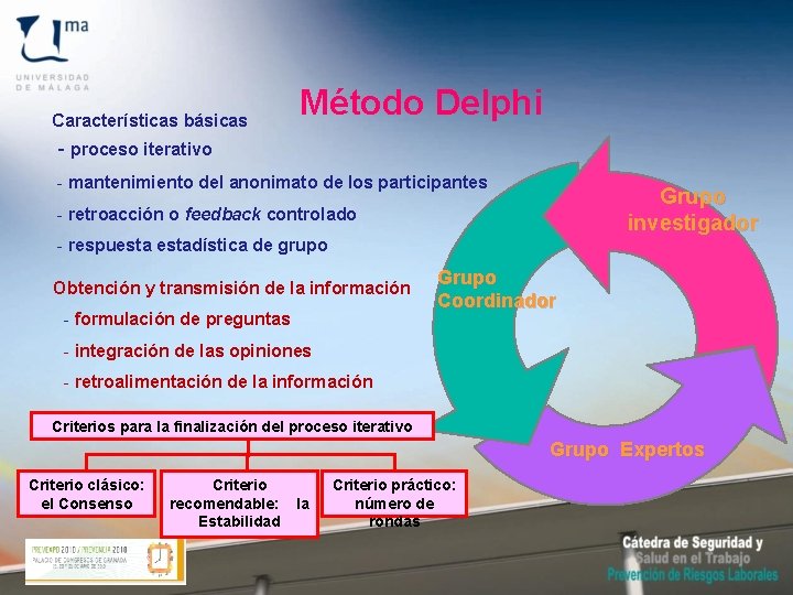 Características básicas Método Delphi - proceso iterativo - mantenimiento del anonimato de los participantes
