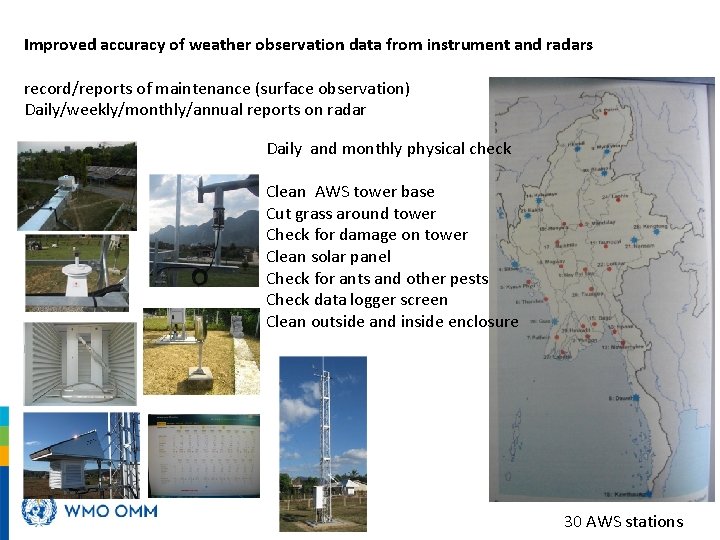 Improved accuracy of weather observation data from instrument and radars record/reports of maintenance (surface