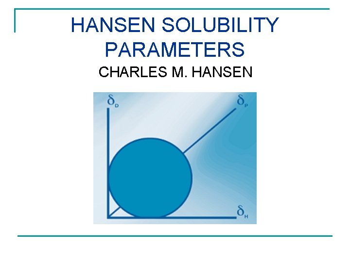 HANSEN SOLUBILITY PARAMETERS CHARLES M. HANSEN 